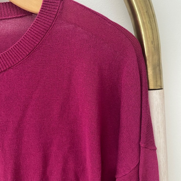 Eileen Fisher Lightweight Tencel Nylon Long Sleeves Magenta Sweater Blouse S/P - Picture 6 of 7